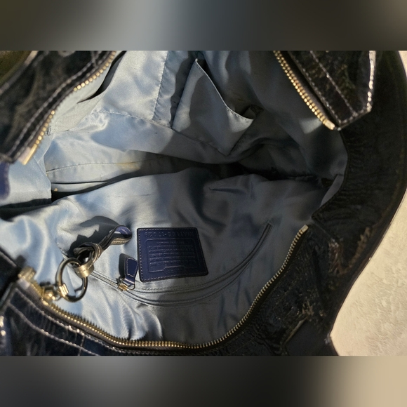 Coach Purse Navy Blue Authentic Audrey Tote Shoulder Bag Handbag - Picture 7 of 13